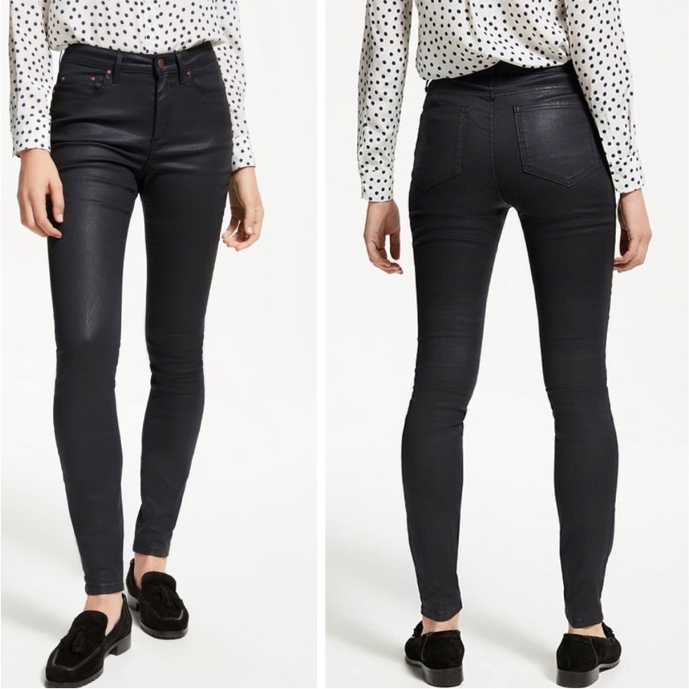 Boden Women's Mayfair Modern Faux Leather Black Coated Straight Jeans Size 6